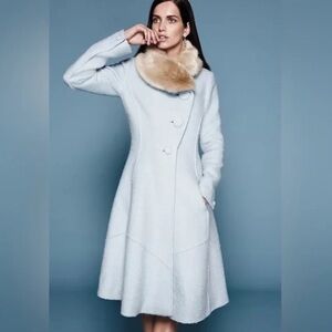Size 00 Elevenses Beatrix Ice Blue Princess Coat with Fur Collar